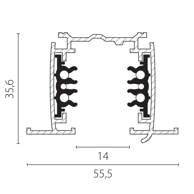Шинопровод шестиконтактный встраиваемый трехфазный (круглые медные жилы) 3м 503038-R-DALI в Нижнем Новгороде