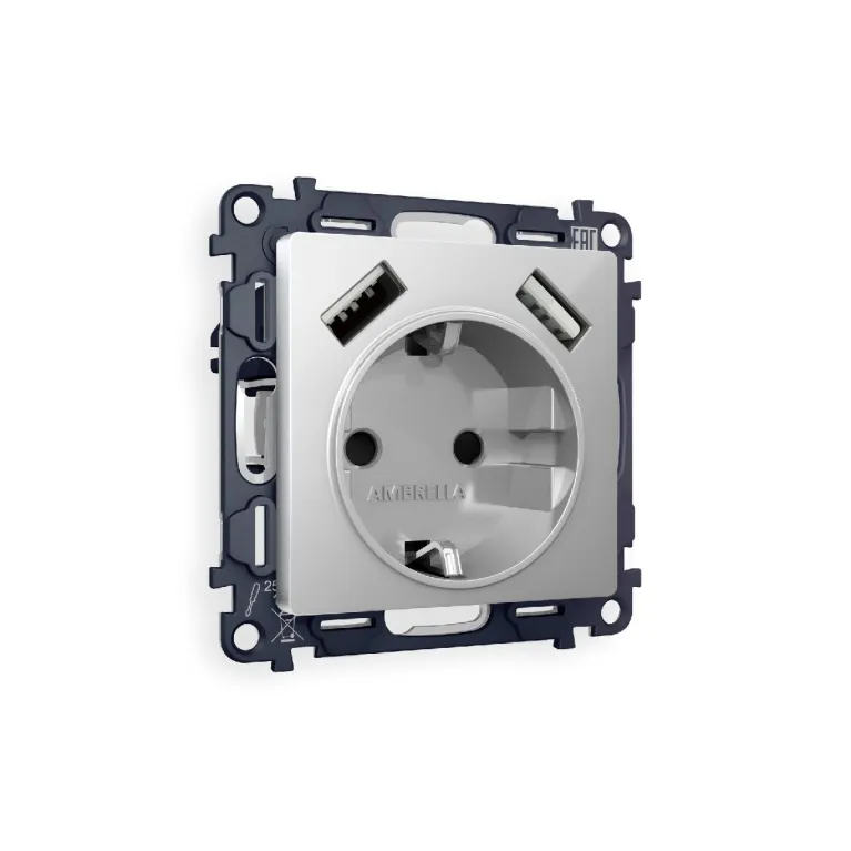 Комплект механизма розетки 2USB A+A 18W (быстрая зарядка) с/з Ambrella Volt Alfa MA409010 в Нижнем Новгороде