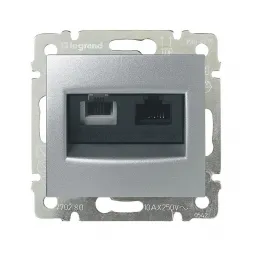 Розетка комбинированная RJ11+RJ45 Legrand Valena 6 кат UTP на винтах алюминий 770280