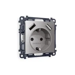 Комплект механизма розетки 2USB A+A 18W (быстрая зарядка) с/з Ambrella Volt Alfa MA509010