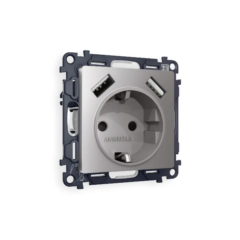 Комплект механизма розетки 2USB A+A 18W (быстрая зарядка) с/з Ambrella Volt Alfa MA509010 в Нижнем Новгороде