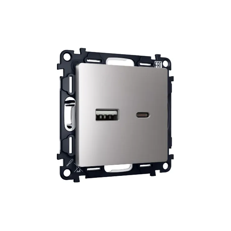 Комплект механизма розетки 2USB A+C 20W (быстрая зарядка) Ambrella Volt Alfa MA511010 в Нижнем Новгороде