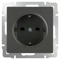 Розетка с заземлением и шторками Werkel серо-коричневый WL07-SKGS-01-IP44 4690389086625