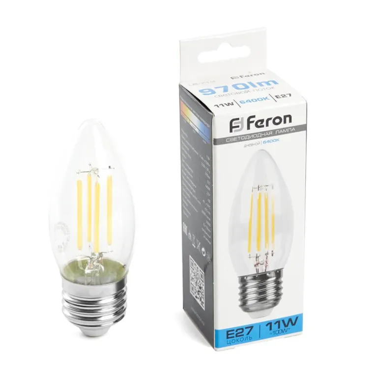 Лампа светодиодная Feron LB-713 Свеча E27 11W 6400K 38274 в Нижнем Новгороде
