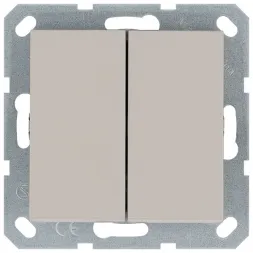 Выключатель двухклавишный перекрестный 10A 250V с накладкой, цвет Тауп Jasmart G3014T