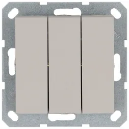 Выключатель трехклавишный 10A 250V с накладкой, цвет Тауп Jasmart G3031T