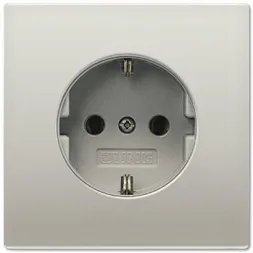 Розетка с заземлением безвинтовой зажим Jung LS 990 edelstahl ES2520
