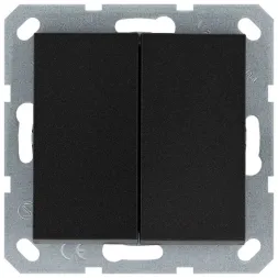 Кнопка 2 клавишная с переключающим контактом 10А, 250В, цвет антрацит Jasmart G3020B