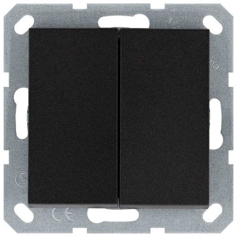 Кнопка 2 клавишная с переключающим контактом 10А, 250В, цвет антрацит Jasmart G3020B в Нижнем Новгороде