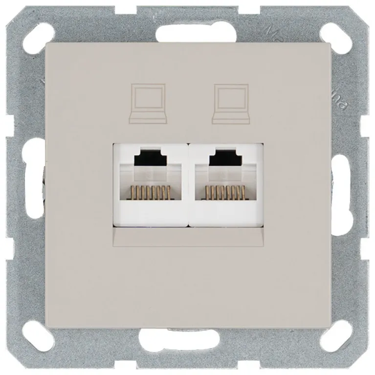 Интернет-розетка RJ45 двойная с накладкой, цвет Тауп Jasmart G6106T в Нижнем Новгороде