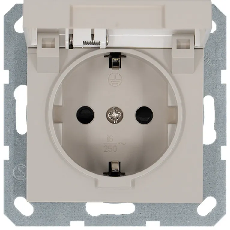 Розетка SHUKO с крышкой и защитными шторками 16A 250V 2P+T, цвет Тауп Jasmart G5505T в Нижнем Новгороде