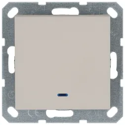 Выключатель одноклавишный со светодиодом 10A 250V с накладкой, цвет Тауп Jasmart G3011NT