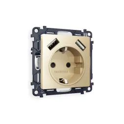 Комплект механизма розетки 2USB A+A 18W (быстрая зарядка) с/з Ambrella Volt Alfa MA609010