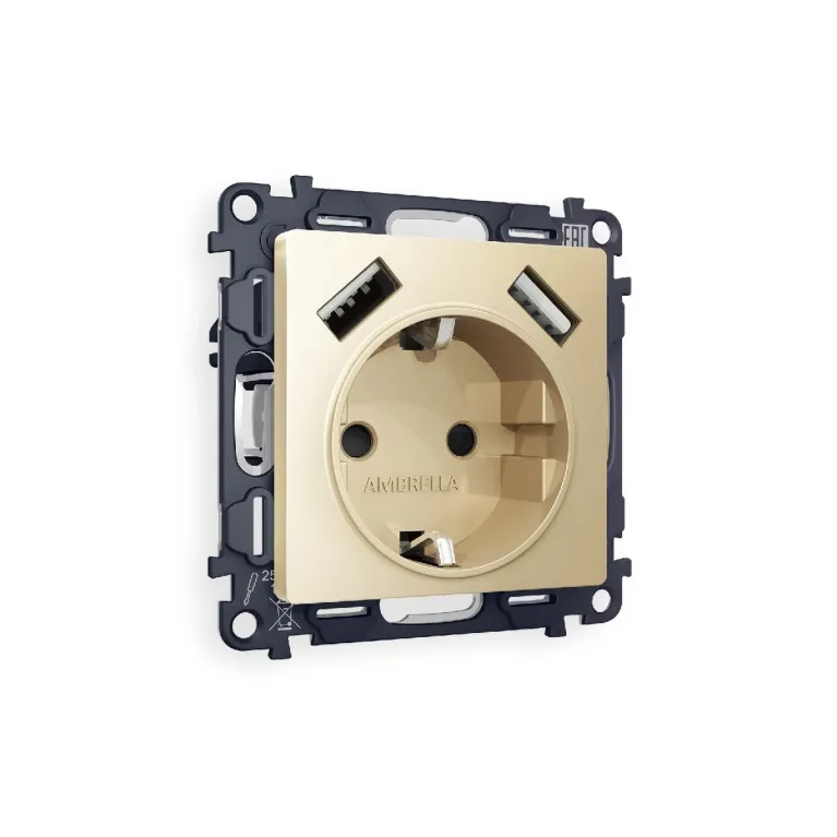 Комплект механизма розетки 2USB A+A 18W (быстрая зарядка) с/з Ambrella Volt Alfa MA609010 в Нижнем Новгороде