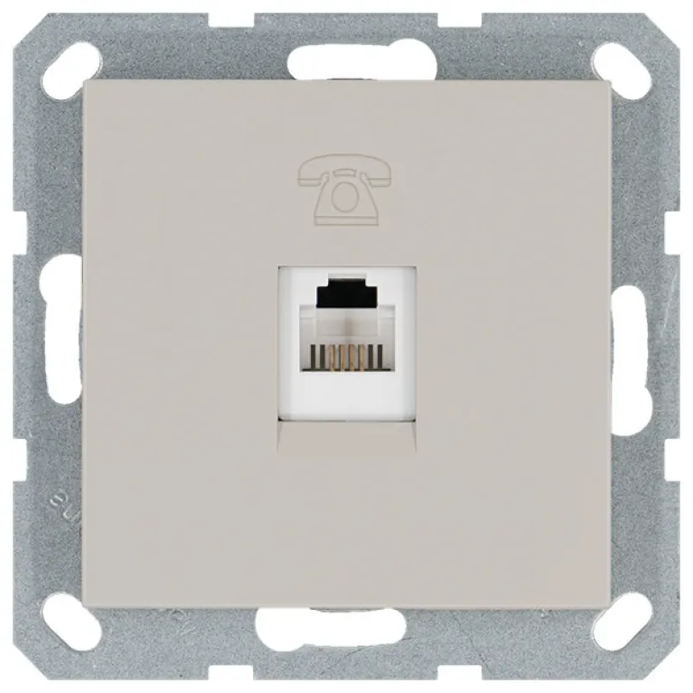Телефонная розетка RJ11 с накладкой, цвет Тауп Jasmart G6101T в Нижнем Новгороде
