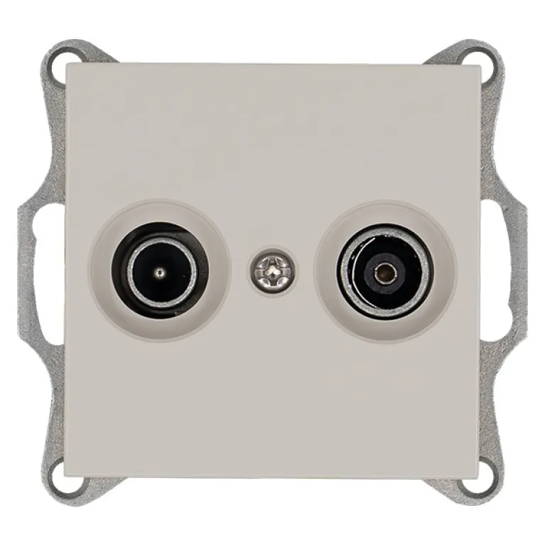 Розетка TV+FM Ф9.5mm проходная с накладкой, цвет Тауп Jasmart G6205T в Нижнем Новгороде