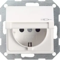 Розетка Gira System 55 Schuko с/з с крышкой 16A 250V безвинтовой зажим чисто-белый глянцевый 045403