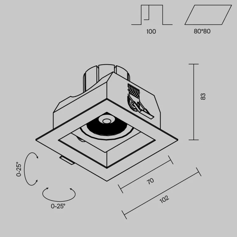 Встраиваемый светильник Maytoni Technical Metal Modern DL008-12W2.7-3-4K-B в Нижнем Новгороде