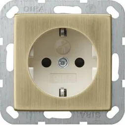 Розетка Gira System 55 Schuko с/з со шторками 16A 250V безвинтовой зажим бронза/кремовый 0453613