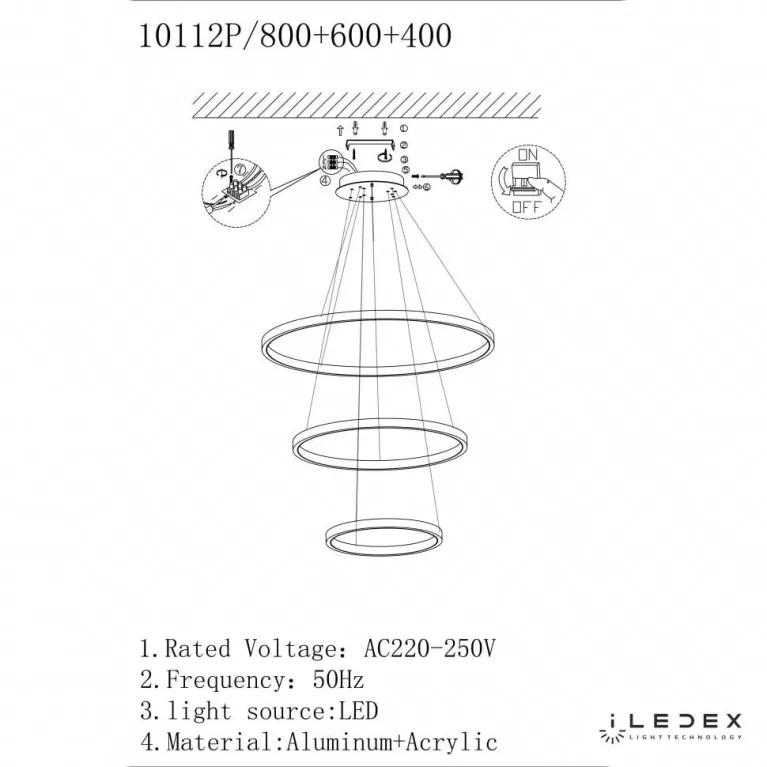 Подвесной светодиодный светильник iLedex Axis 10112P/3-63W-3000K (8/6/4) BR в Нижнем Новгороде