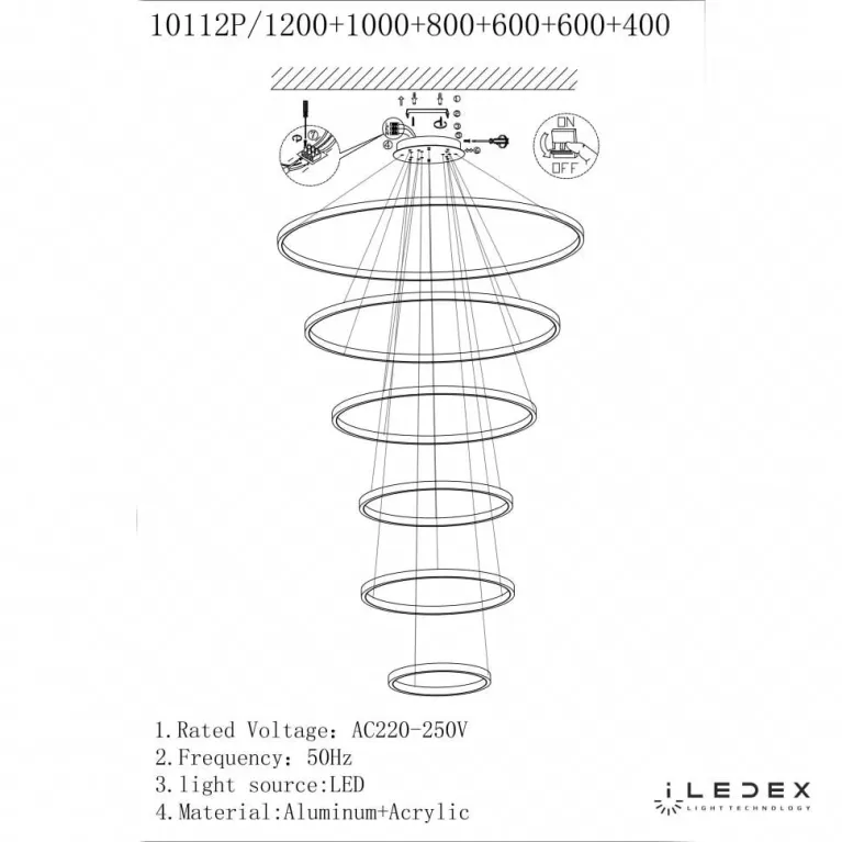Подвесной светодиодный светильник iLedex Axis 10112P/6-167W-3000K (12/10/8/6/6/4) BR в Нижнем Новгороде
