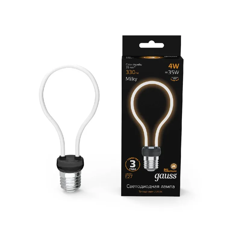 Лампа светодиодная филаментная Gauss E27 4W 2700K груша матовая 1004802104 в Нижнем Новгороде