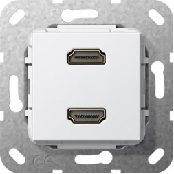 Розетка двойная HDMI Gira System 55 чисто-белый глянцевый 567103