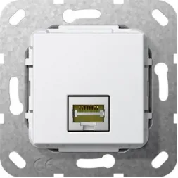 Розетка компьютерная MJ RJ45 Gira System 55 6a кат чисто-белый глянцевый 569503