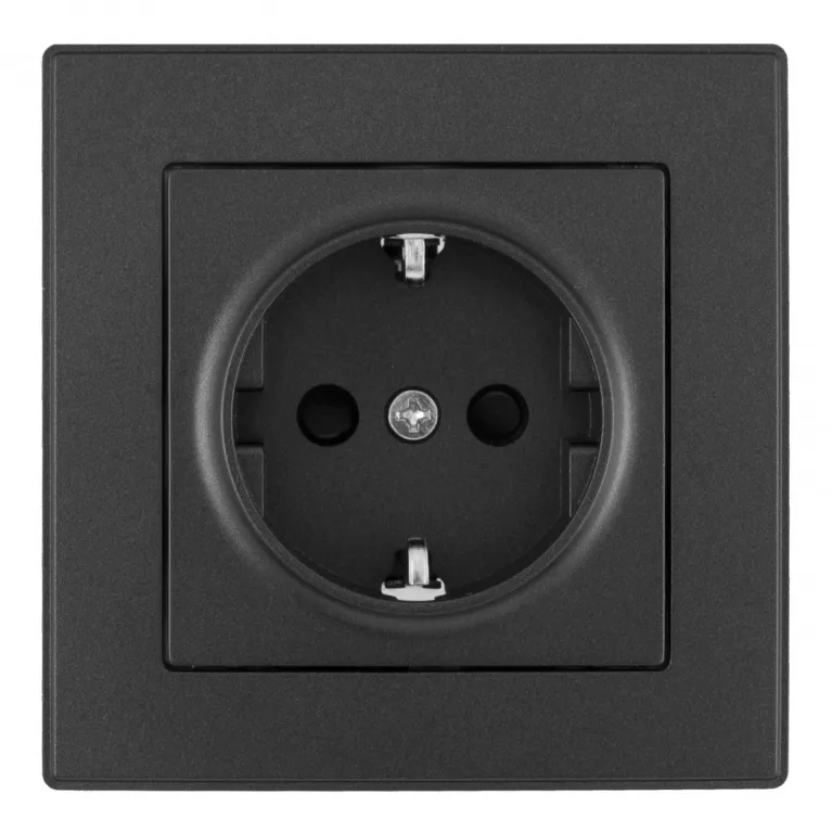 Комплект розетки с/з и шторками и рамкой Arte Milano SET06-1-40-1 black в Нижнем Новгороде