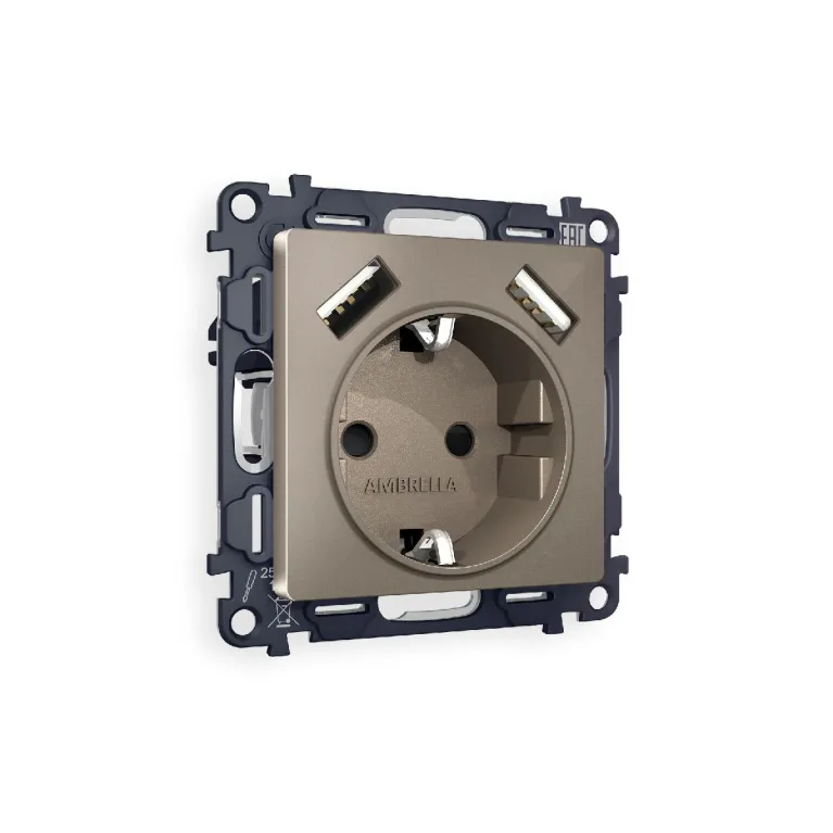 Комплект механизма розетки 2USB A+A 18W (быстрая зарядка) с/з Ambrella Volt Alfa MA639010 в Нижнем Новгороде