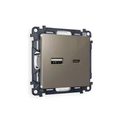 Комплект механизма розетки 2USB A+C 20W (быстрая зарядка) Ambrella Volt Alfa MA641010