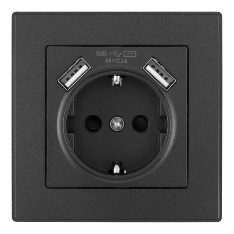 Комплект розетки с/з и шторками + USB и рамкой Arte Milano SET06-1-47-1 black в Нижнем Новгороде