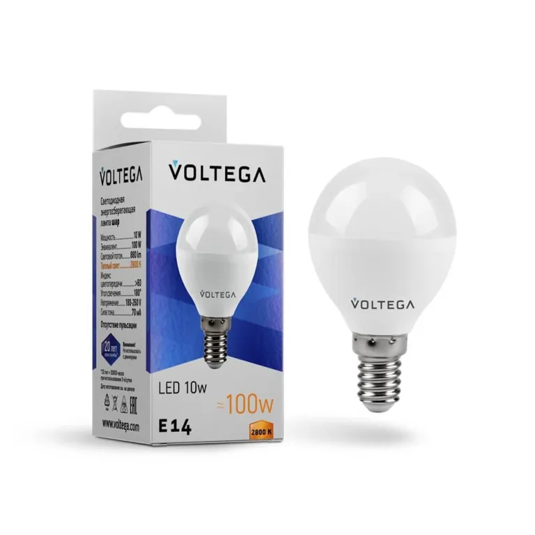 Лампа светодиодная Voltega E14 10W 2800K матовая 8453 в Нижнем Новгороде