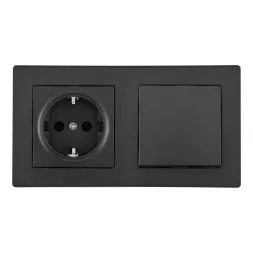 Выключатель одноклавишный с розеткой Arte Milano SET06-2-30-1-40-1 black