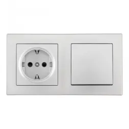 Выключатель одноклавишный с розеткой Arte Milano SET06-2-30-1-40-1 silver