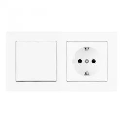 Выключатель одноклавишный с розеткой Arte Milano SET06-2-30-1-40-1 White