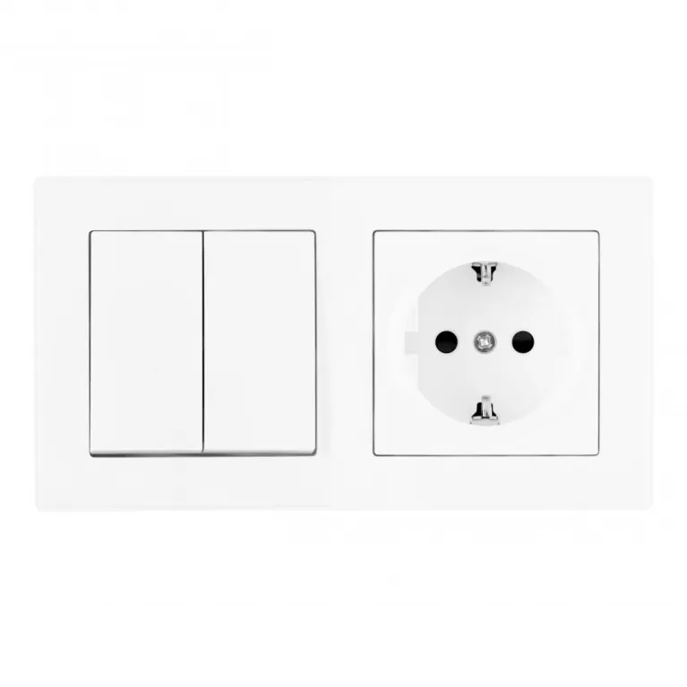 Выключатель двухклавишный с розеткой Arte Milano SET06-2-30-2-40-1 white в Нижнем Новгороде