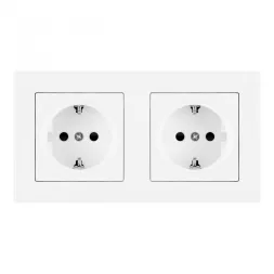 Розетка двойная (двухпостовая) с/з и шторками Arte Milano SET06-2-40-1x2 white