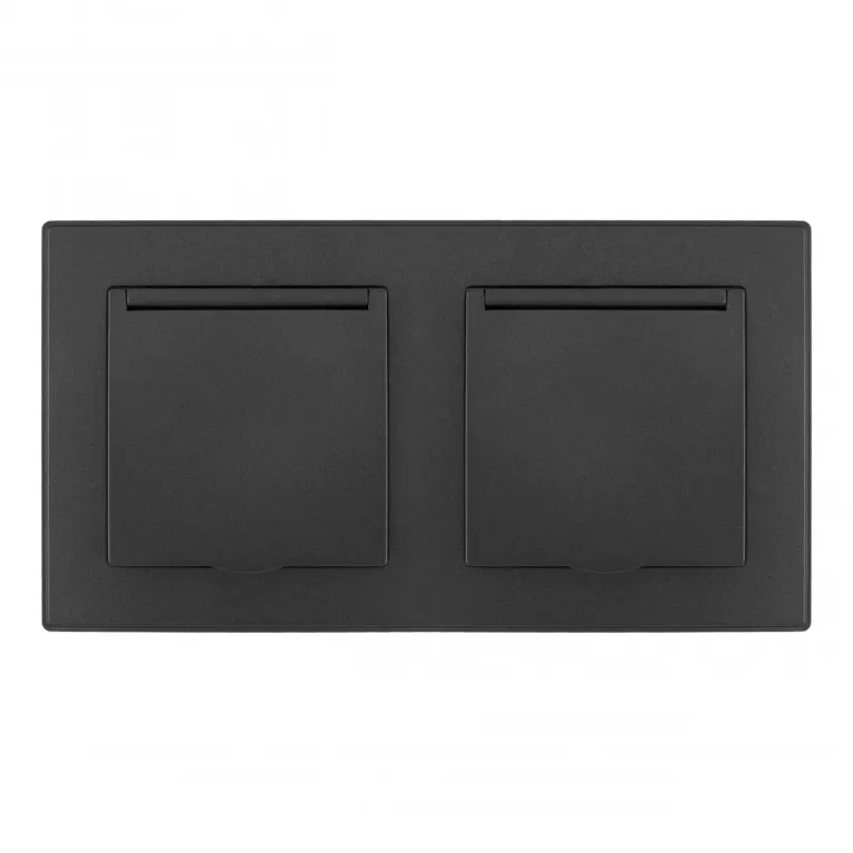 Розетка двойная (двухпостовая) с/з и шторками Arte Milano SET06-2-41-1x2 black в Нижнем Новгороде