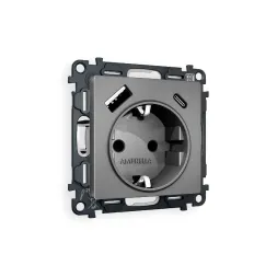 Комплект механизма розетки 2USB A+C 20W (быстрая зарядка) с/з Ambrella Volt Alfa MA660010