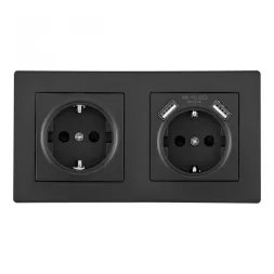 Розетка двойная (двухпостовая) с USB Arte Milano SET06-2-47-1-40-1 black