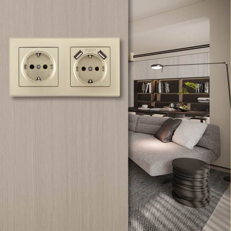 Розетка двойная (двухпостовая) с USB Arte Milano SET06-2-47-1-40-1 shampan в Нижнем Новгороде