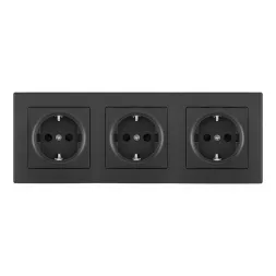 Розетка тройная (трехпостовая) с/з и шторками Arte Milano SET06-3-40-1x3 black