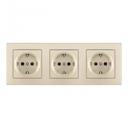 Розетка тройная (трехпостовая) с/з и шторками Arte Milano SET06-3-40-1x3 shampan