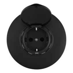 Розетка круглая с/з и шторками, защитной крышкой и рамкой Arte Milano SET08-1-41-1 black