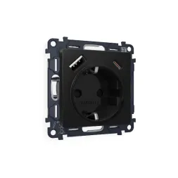 Комплект механизма розетки 2USB A+C 20W (быстрая зарядка) с/з Ambrella Volt Alfa MA810010
