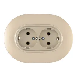 Круглая розетка двойная с/з и шторками Arte Milano SET08-double-40-2 shampan