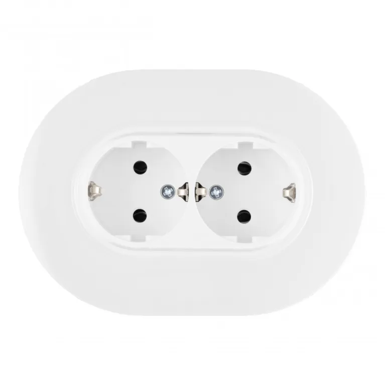 Круглая розетка двойная с/з и шторками Arte Milano SET08-double-40-2 white в Нижнем Новгороде