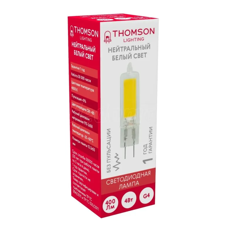 Лампа светодиодная Thomson G4 4W 4000K прозрачная TH-B4201 в Нижнем Новгороде