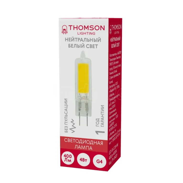 Лампа светодиодная Thomson G4 4W 4000K прозрачная TH-B4201 в Нижнем Новгороде